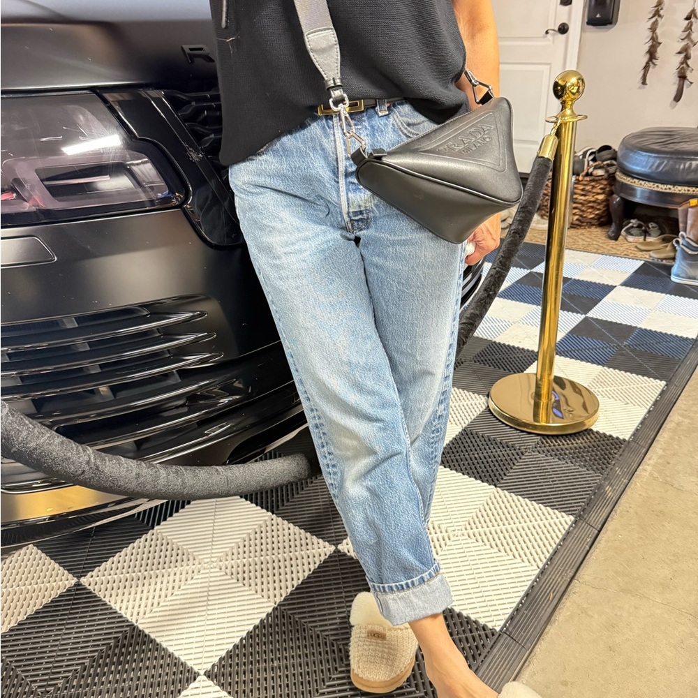 Genuine vegan leather PRADA Black triangle Sling Bag with detachable Logo mini - Picture 13 of 13
